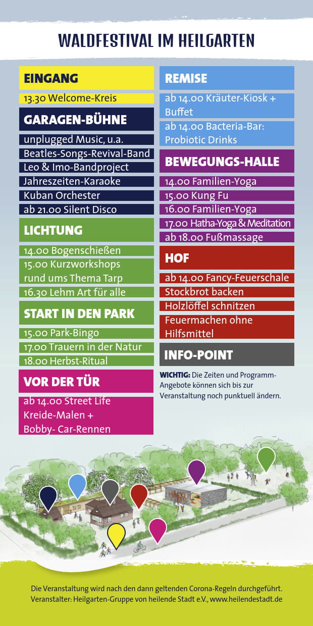 Einladung zum Waldfestival im Heilgarten, Sa. 3.9.22, 13:30 Uhr